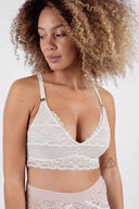 Model wearing Vienna nursing bra and Amelie high waist in colour ivory