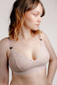 Model wearing Valeria nursing bra in colour rose