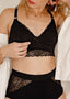 Detail picture of model wearing Vienna nursing bra and Lemonie high waist in black